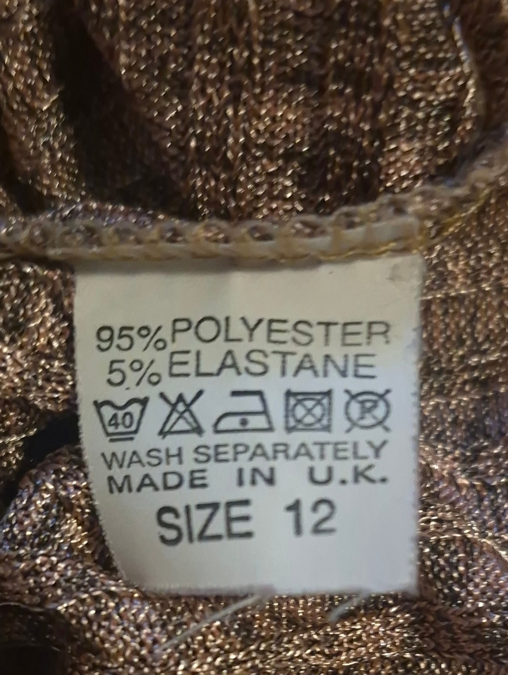 PrettyLittleThing Metallic Ribbed  Bodysuit – Rose Gold/Copper (UK 12/US 8/ M) - Picture 4 of 5